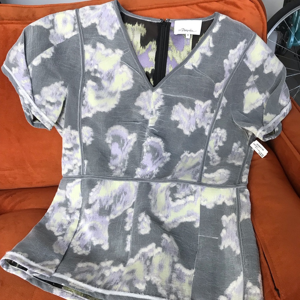 NWT Philip Lim 3.1 Gray and Purple Peplum Women's Top